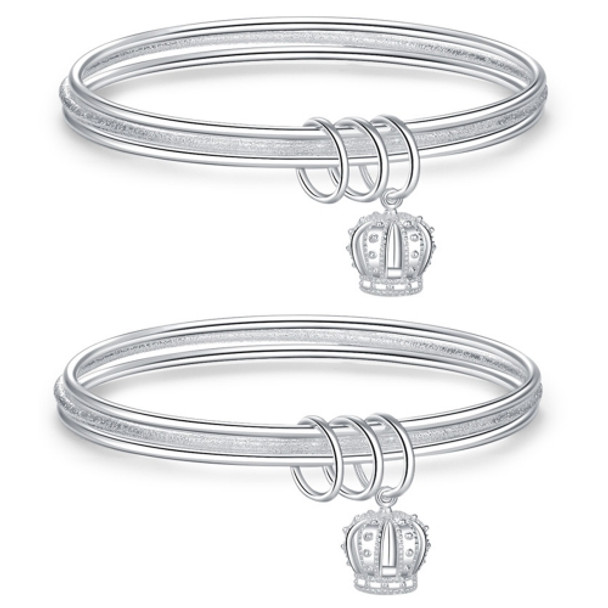 2 PCS Women Closed Solid Three Rings Bracelet, Size: Z104 58mm