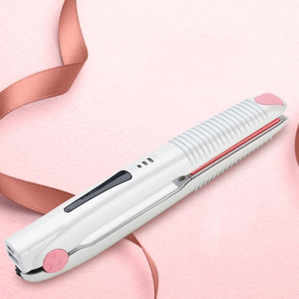 2 In 1 Electric Splint Hair Curling Wireless Hair Straightener(Pearl White)