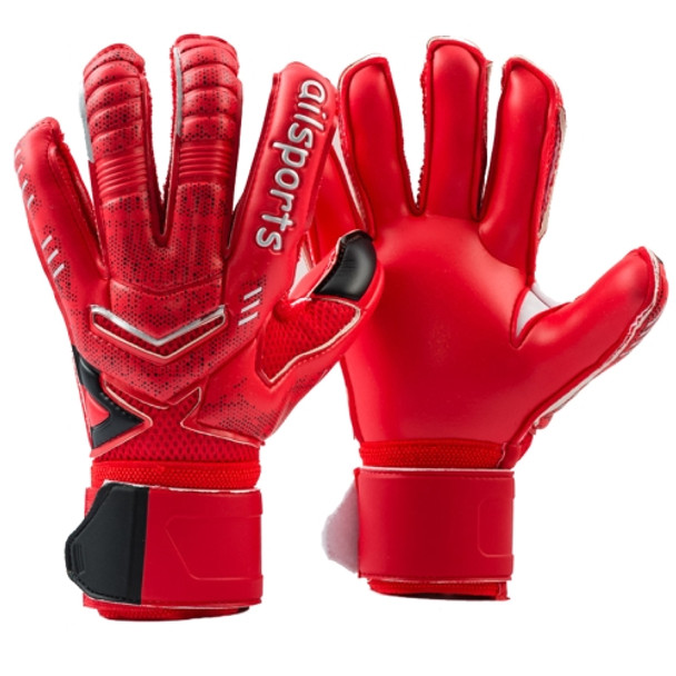 Ailsports ST5511 1 Pair Goalkeeper Thicken Latex Fingers Protection Gloves, Size: 5(Red)