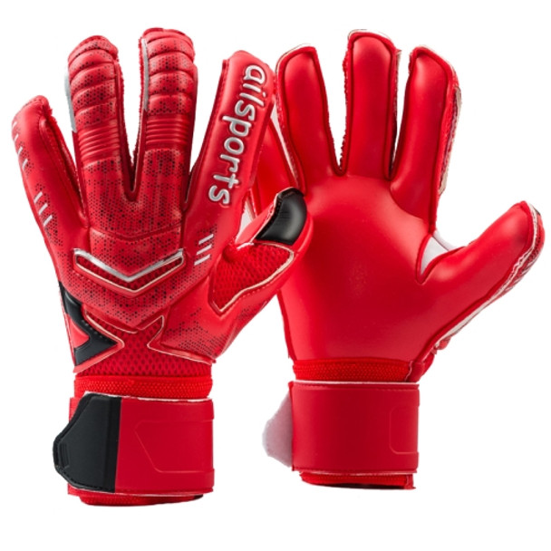 Ailsports ST5511 1 Pair Goalkeeper Thicken Latex Fingers Protection Gloves, Size: 7(Red)