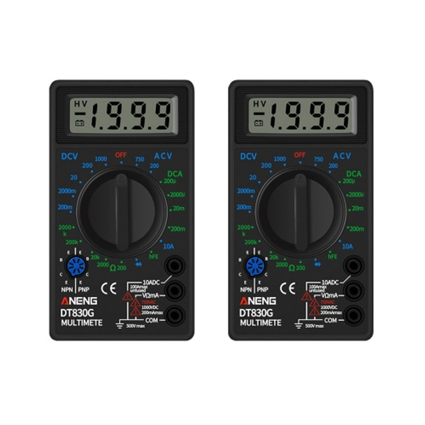 2 PCS ANENG DT830G Portable Digital Multimeter(Black)