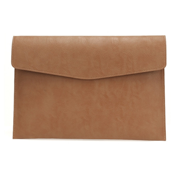 PU Leather Litchi Pattern Sleeve Case For 13.3 Inch Laptop, Style: Single Bag (Light Brown)