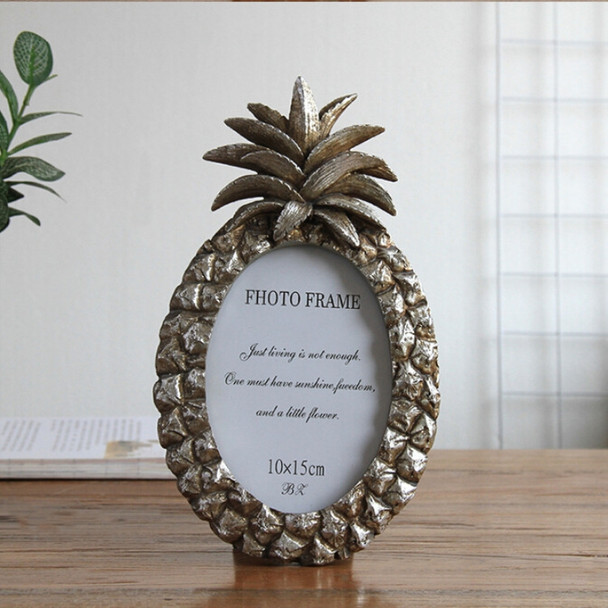 Ellipse Pineapple Retro Style Desktop Picture Frame Decoration, Color:Retro Silver, Size:6 inch