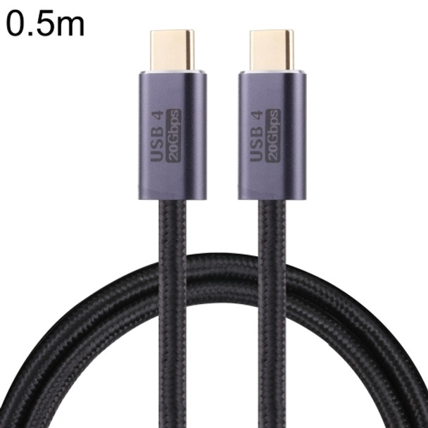 20Gbps USB 4 USB-C / Type-C Male to USB-C / Type-C Male Braided Data Cable, Cable Length:0.5m(Black)