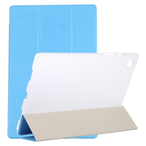For Samsung Galaxy Tab A8 10.5 2021 X200 / X205 Silk Texture 3-fold Leather Tablet Case(Sky Blue)