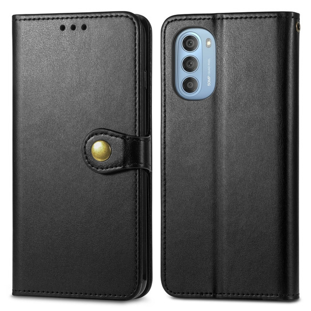 For Motorola Moto G51 Solid Color Leather Buckle Phone Case(Black)