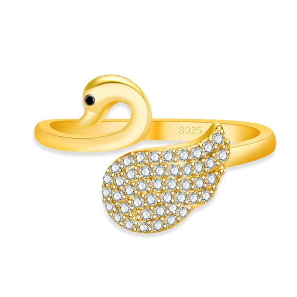 J348 Cute Little Swan Index Finger Open Adjustable Ring(Golden Color)