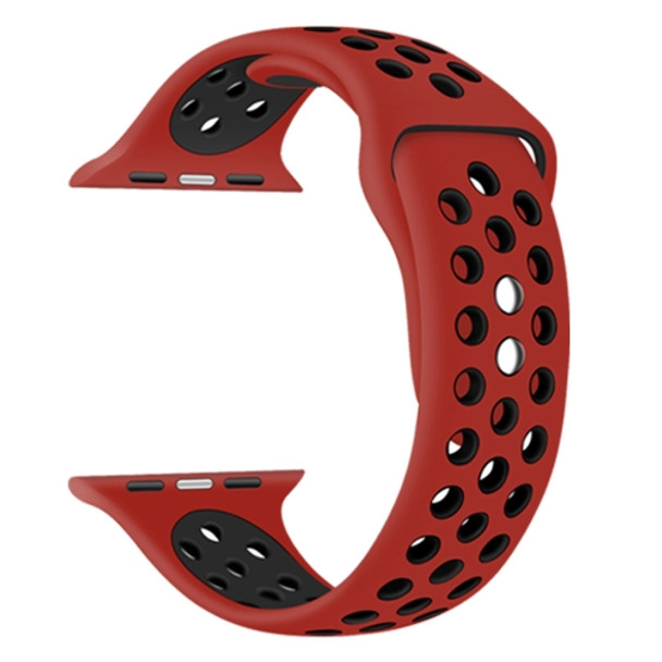 Double Nails Long Silicone Watchband For Apple Watch Series 7 41mm / 6&SE&5&4 40mm / 3&2&1 38mm(Red Black)