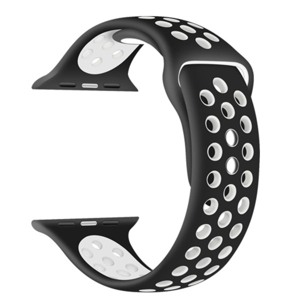 Double Nails Short Silicone Watchband For Apple Watch Series 7 45mm / 6&SE&5&4 44mm / 3&2&1 42mm(Black White)