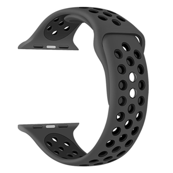 Double Nails Short Silicone Watchband For Apple Watch Series 7 41mm / 6&SE&5&4 40mm / 3&2&1 38mm(Grey Black)