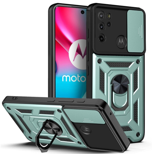 For Motorola Moto G60S Sliding Camera Cover TPU+PC Phone Case(Green)