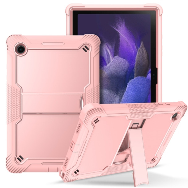 For Samsung Galaxy Tab A8 10.5 2021 Silicone + PC Shockproof Protective Tablet Case with Holder(Rose Gold)