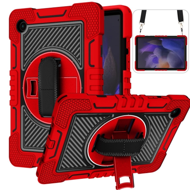 For Samsung Galaxy Tab A8 10.5 2021 360 Degree Rotation Contrast Color Silicone + PC Tablet Case(Red+Black)