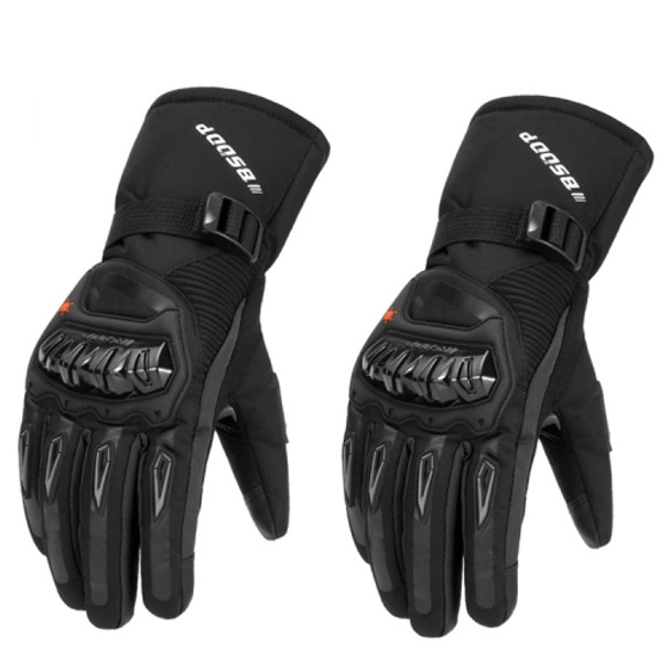 BSDDP RH-A0127 Winter Warm Fleece Long Motorcycle Gloves, Size: XXL(Black)