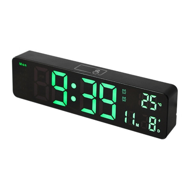 6625D LED Digital Alarm Clock Luminous Desktop Timer Temperature Display Alarm Clock( Black Shell Green Light)