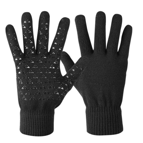 2 Pairs Thick Velvet Touch Screen Knitted Warm Gloves, Size: Free Size(Black)