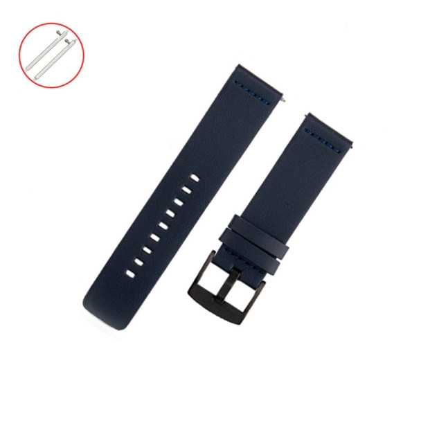 For Samsung Galaxy Watch 4 44mm Leather Watch Strap(Blue)