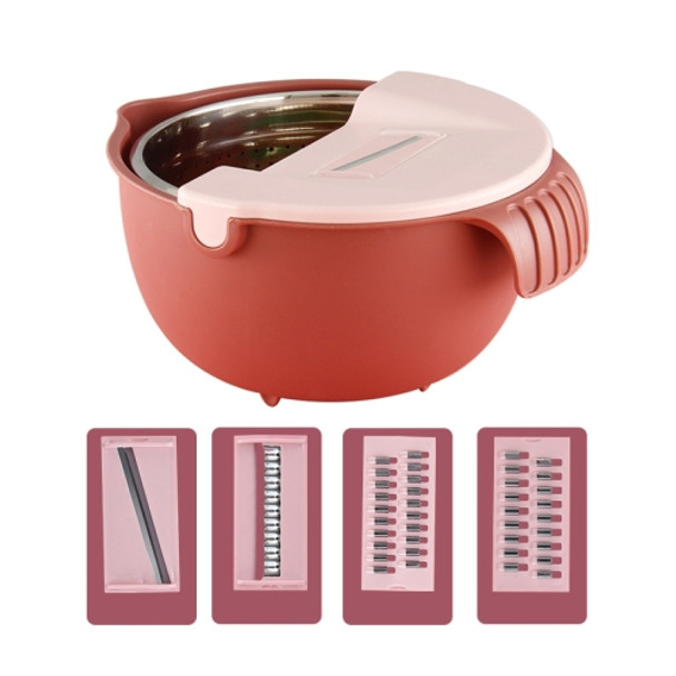 SiGang Stainless Steel Double-Layer Rotary Drainage Basket(Red)