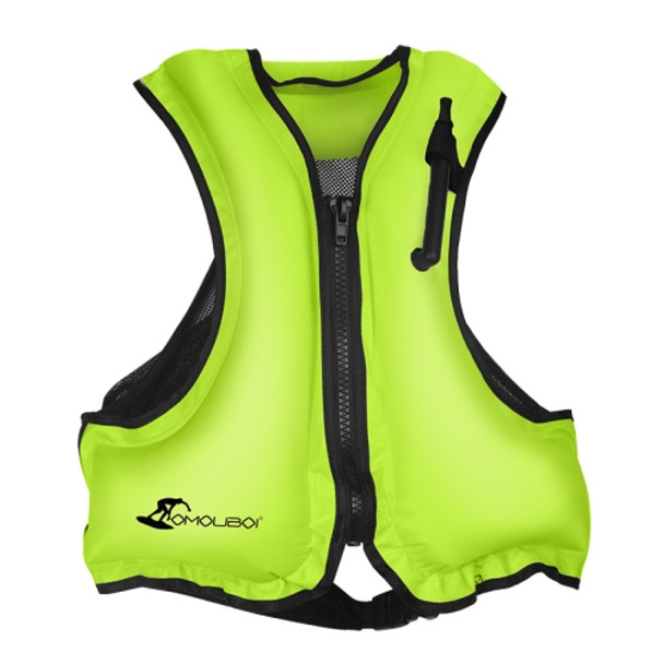 OMOUBOI Mouth-blown Portable Inflatable Adult Children Swimsuit(Fluorescent Green)