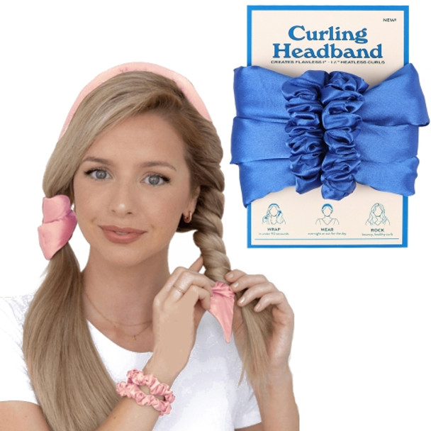 Physical Force Shaping Curly Hair Heatless Hair Curler Hair Band( Klein Blue)