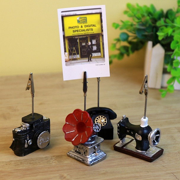 Creative Clips Wedding Party Gift Mini Resin Place Holder Message Folders Photo Clamp Home Decoration(Phonograph)