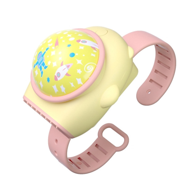 Outdoor Portable Cartoon Star Projection Lamp Leafless Watch Fan(Yellow)