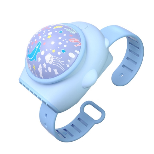 Outdoor Portable Cartoon Star Projection Lamp Leafless Watch Fan(Blue)