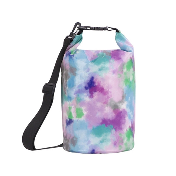 TM0211001 10L Outdoor Beach Swimming Waterproof Bucket Bag(Purple Green Cloud)