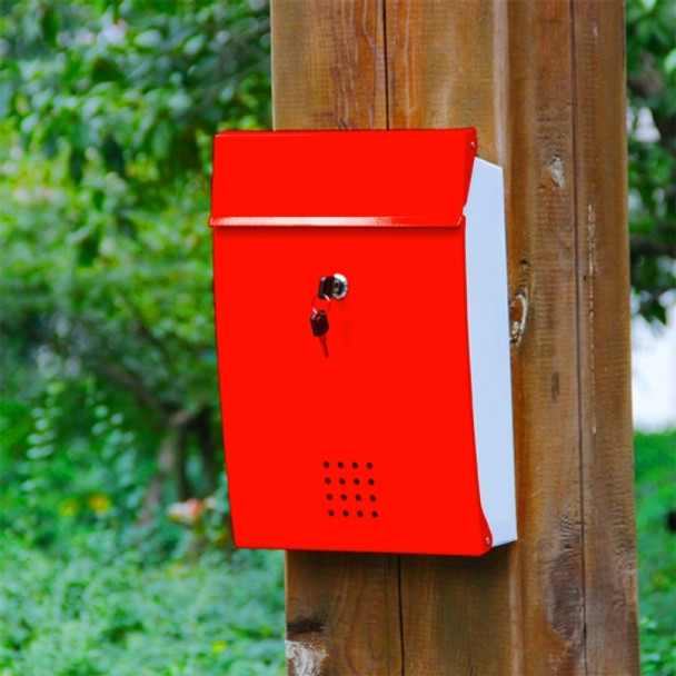 Villa Tin Wall-mounted Letter Box With Lock(White Red)