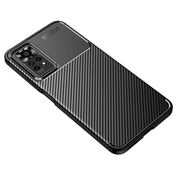 For Xiaomi Redmi Note 11 Pro Overseas Version Carbon Fiber Texture Shockproof TPU Phone Case(Black)