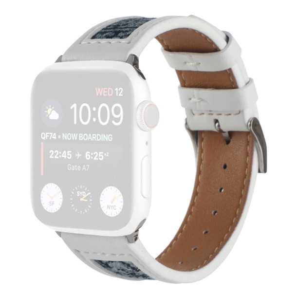 Canvas Leather Watchband For Apple Watch Series 7 45mm / 6&SE&5&4 44mm / 3&2&1 42mm(6)