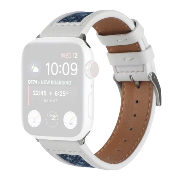 Canvas Leather Watchband For Apple Watch Series 7 45mm / 6&SE&5&4 44mm / 3&2&1 42mm(1)