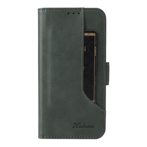 For Samsung Galaxy A50 Dual Buckle Card Wallet Calf Leather Phone Case(Green)