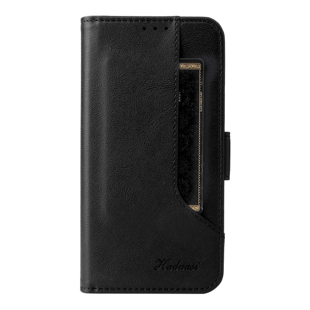 For Samsung Galaxy A50 Dual Buckle Card Wallet Calf Leather Phone Case(Black)