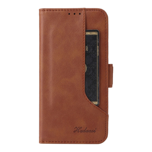 For Samsung Galaxy A51 4G Dual Buckle Card Wallet Calf Leather Phone Case(Brown)