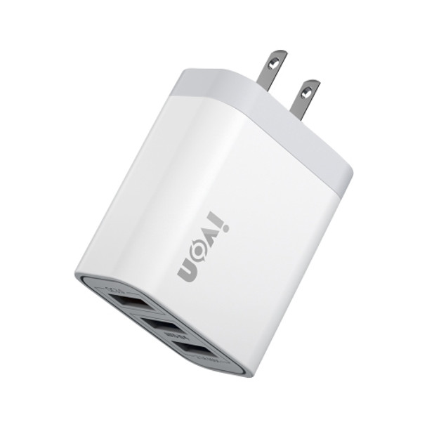 IVON AD37 5A QC 3.0 Three USB Port Travel Charger, US Plug