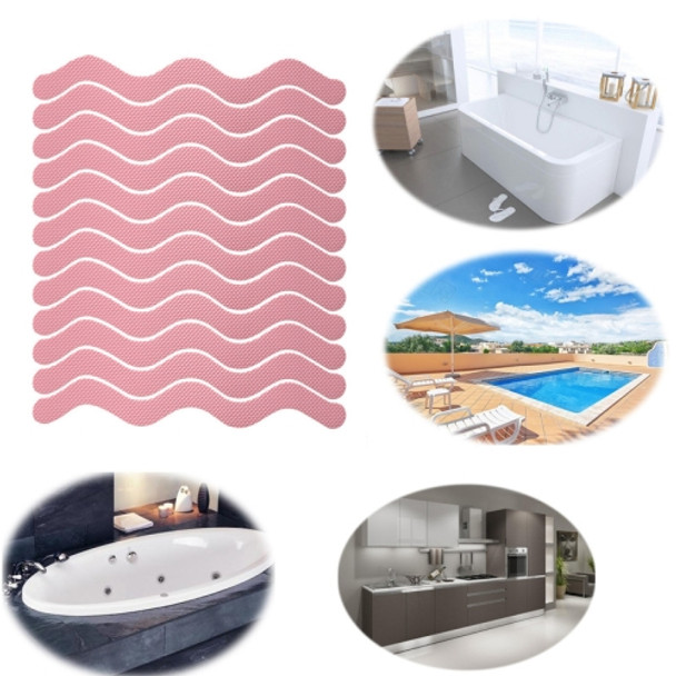 48 PCS Wavy Shaped Safety Bathtub Non-Slip Sticker, Specification:  1.3 x 18cm(Pink)