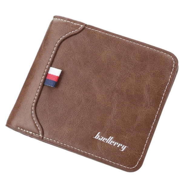 Baellerry Short Wallet Tri-fold Horizontal Coin Purse For Men(Dark Coffee)