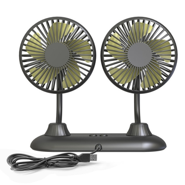 F503 Double Head Hose USB Car Mini Fan Home Car Dual-purpose Multi-function Fan(Black )