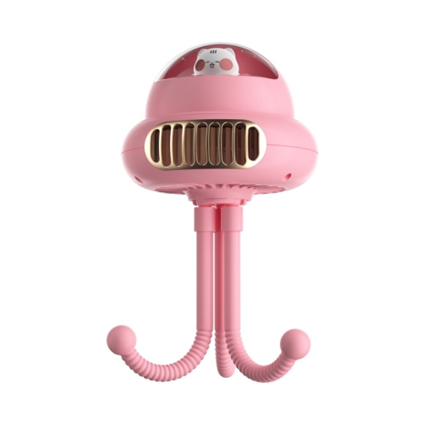 Stroller Portable Multi-Function Silent Octopus Bladeless Fan(Pink)