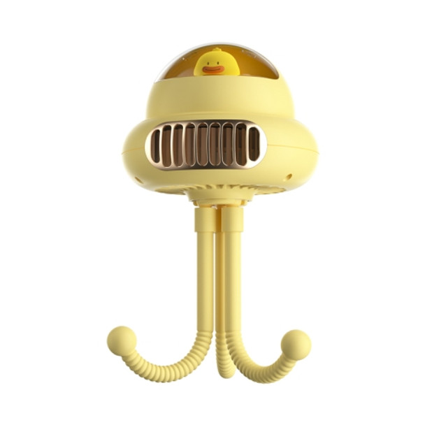 Stroller Portable Multi-Function Silent Octopus Bladeless Fan(Yellow)