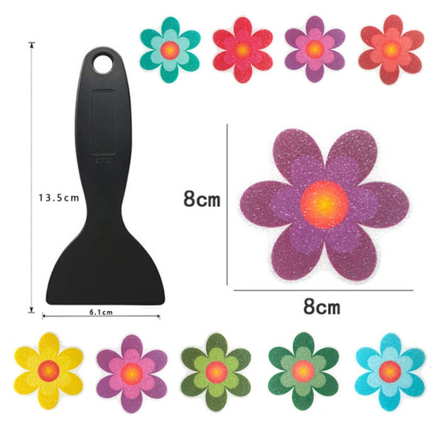 PEVA Non-slip Sticker Bathroom Bathtub Cartoon Non-slip Sticker, Model: 10 PCS  8x8cm Flowers