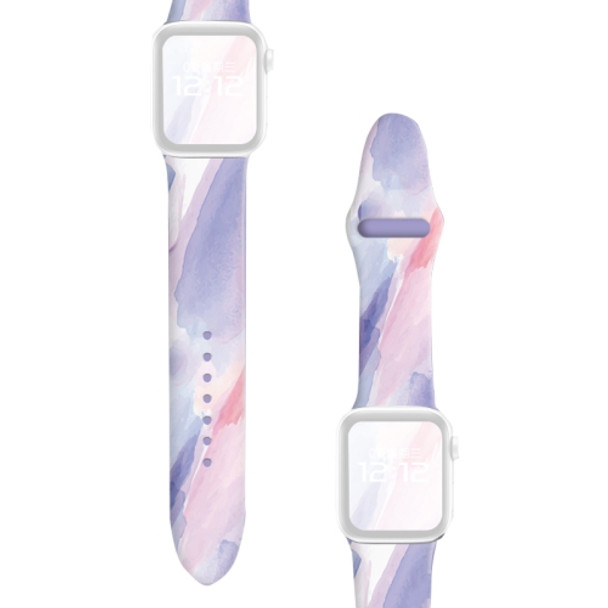 2 PCS Printed Silicone Durable Breathable Watch Strap For Apple, Width: 38-40mm(Purple Rhyme)