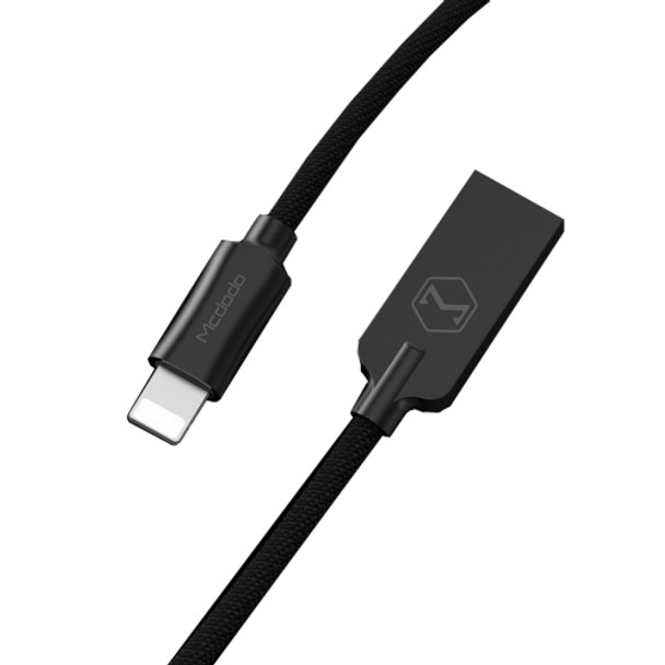 Mcdodo CA-3921 1.2m 2.4A Reversible 8 Pin to USB Nylon Weave TPE Jacket Data Sync Charging Cable with Zinc Alloy Head, For iPhone XR / iPhone XS MAX / iPhone X & XS / iPhone 8 & 8 Plus / iPhone 7 & 7 Plus / iPhone 6 & 6s & 6 Plus & 6s Plus / iPad(Bla