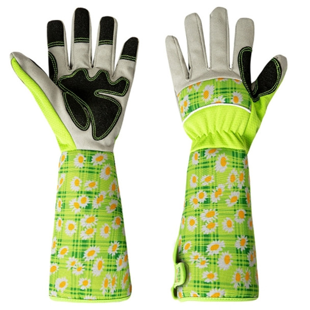 Gardening Stab Resistant Print Sleeve Wrist Extended Gloves(Green)