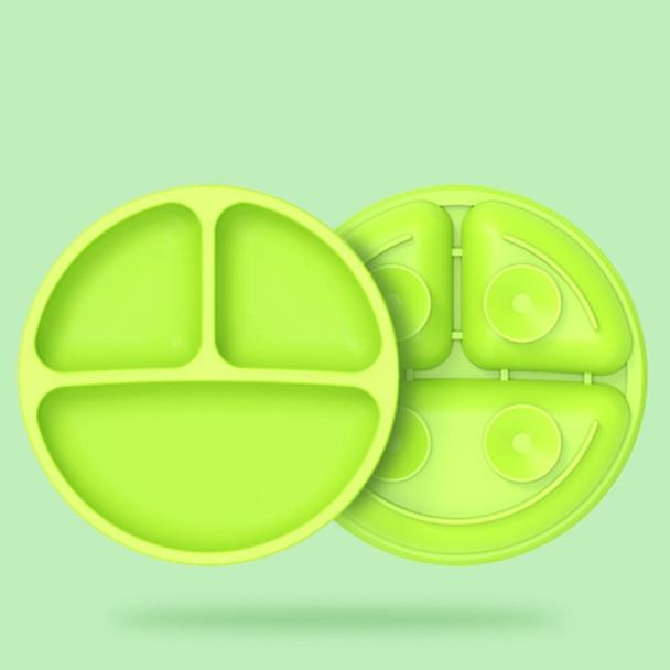 Four Reinforced Suction Cups Divided Children Silicone Bowl(Green)