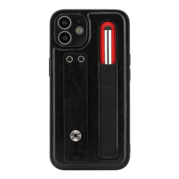 Leather Belt Shockproof Protective Phone Case with Touch Screen Pen & Holder For iPhone 11(Black)