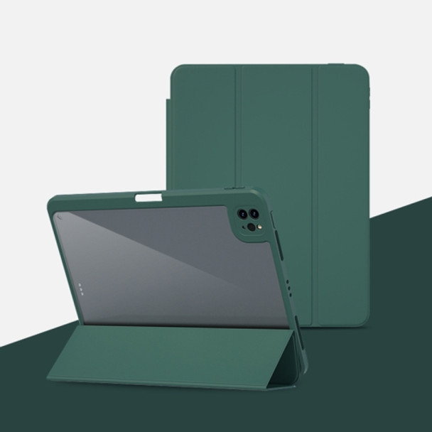 Magnetic Split Leather Smart Tablet Case For iPad Pro 12.9 2020(Dark Green)