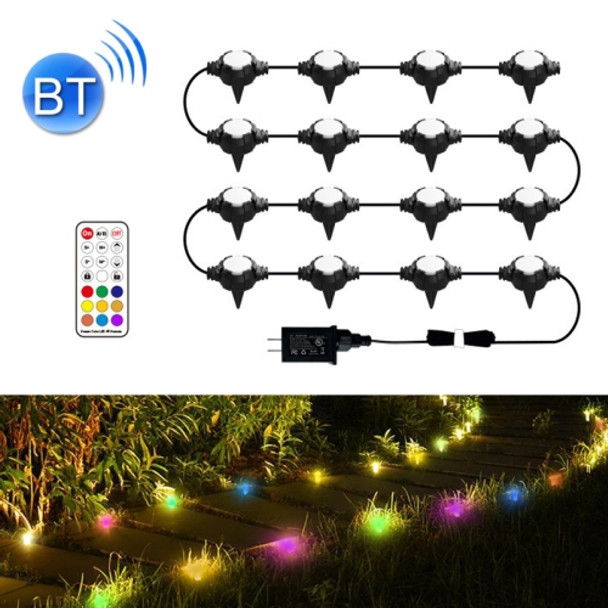 F16C 16 LEDs RGB Bluetooth String Lights Outdoor Waterproof Buried Lamp, US Plug(Black)