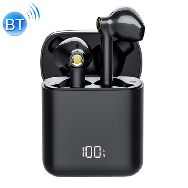 F730 TWS IPX4 Waterproof Digital Display Half in-ear Bluetooth Earphone (Black)
